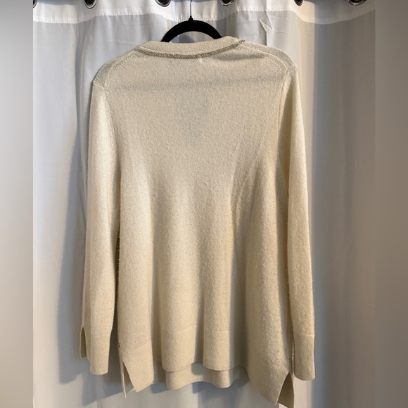 Tommy Bahama Cashmere Beaded V Neck Sweater L Cream - Picture 7 of 13